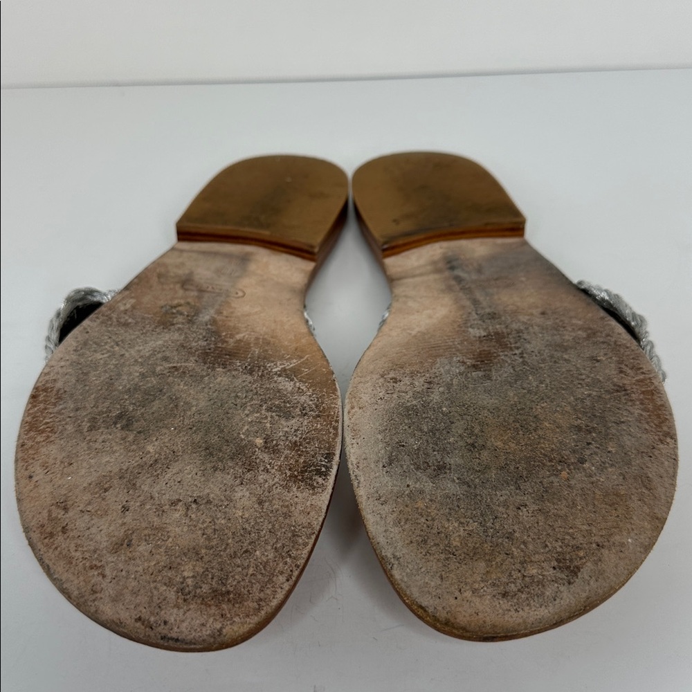 Vintage Coach Robyn Braided Thong Sandal Women's Size 10 Silver Signature C Logo - Picture 14 of 14